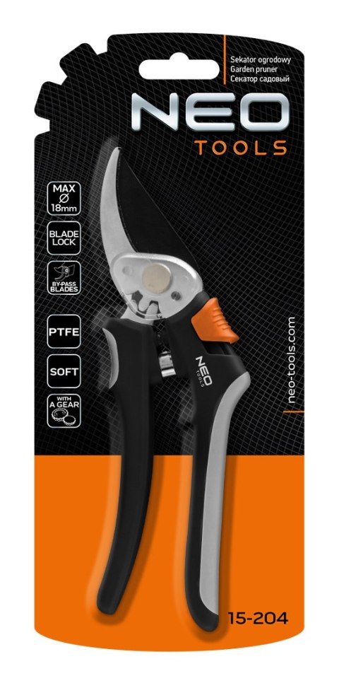 Sekator by-pass 200 mm, zakres do 18 mm, z przekładnią Sekator by-pass 200 mm, zakres do 18 mm, z przekładnią