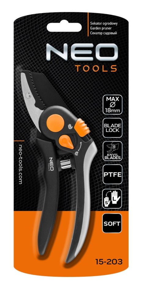 Sekator kowadełkowy 200 mm, zakres do 18 mm, regulowany rozstaw Sekator kowadełkowy 200 mm, zakres do 18 mm, regulowany rozstaw