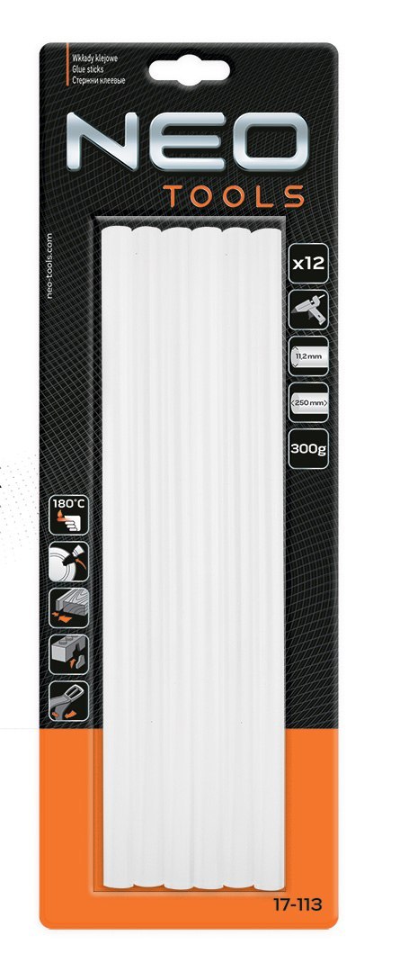 Wkłady klejowe 11 mm, przezroczyste, 12 szt. Wkłady klejowe 11 mm, przezroczyste, 12 szt.