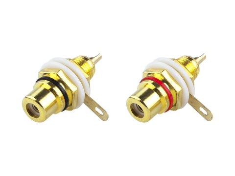 1809# Gniazdo rca montażowe złote duże (czarny+czerwony) 1809# Gniazdo rca montażowe złote duże (czarny+czerwony)