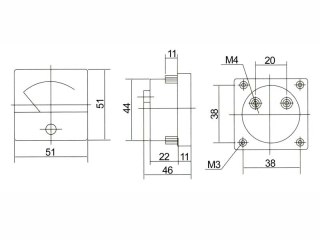 4640# Miernik analogowy amperomierz kwadrat 30a + bocznik