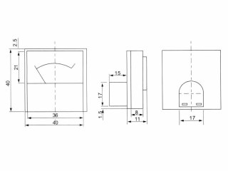 51-625# Miernik analogowy voltomierz kwadrat mini 250v prąd stały