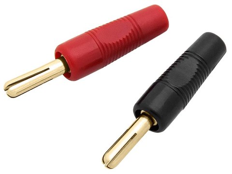 8441# Wtyk banan przykręcany czarny+czerwony 44mm złoty hq 8441# Wtyk banan przykręcany czarny+czerwony 44mm złoty hq