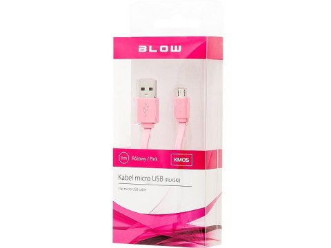 66-065# Przyłącze usb a - micro b 1,0m różowy flat blister