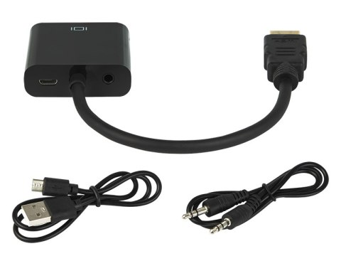 92-120# Przejście hdmi wtyk-vga gniazdo+gniazdo 3,5+gniazdo micro+kabel" 92-120# Przejście hdmi wtyk-vga gniazdo+gniazdo 3,5+gniazdo micro+kabel"