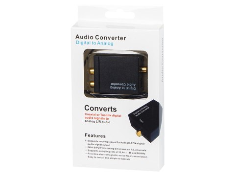 91-200# Konwerter optyczny toslink dac na 2xrca z zasilaczem