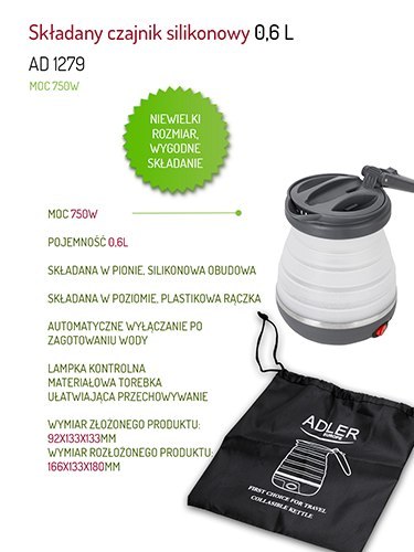 AD 1279 Czajnik silikonowy 0,6 l - turystyczny