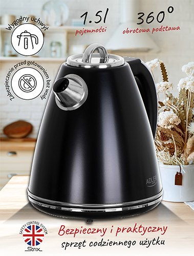 AD 1343 black Czajnik metalowy 1,5 l strix AD 1343 black Czajnik metalowy 1,5 l strix