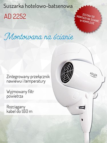 AD 2252 Suszarka 1600 w hotelowo-basenowa AD 2252 Suszarka 1600 w hotelowo-basenowa
