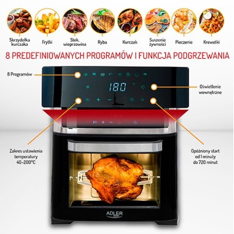 AD 6309 Frytkownica beztłuszczowa - piekarnik 8 w 1 - 13 litrów