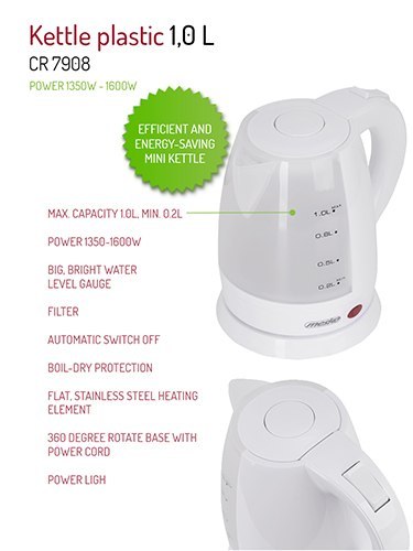 MS 1276 Czajnik plastikowy 1,0 l