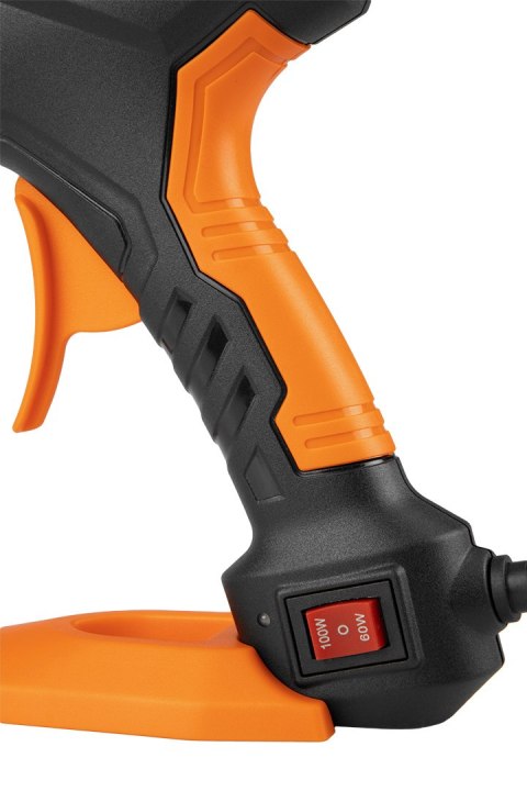 Zestaw: pistolet klejowy 11 mm, 60/100W, 12 wkładów klejowych, 3 ochraniacze palców, etui Zestaw: pistolet klejowy 11 mm, 60/100W, 12 wkładów klejowych, 3 ochraniacze palców, etui