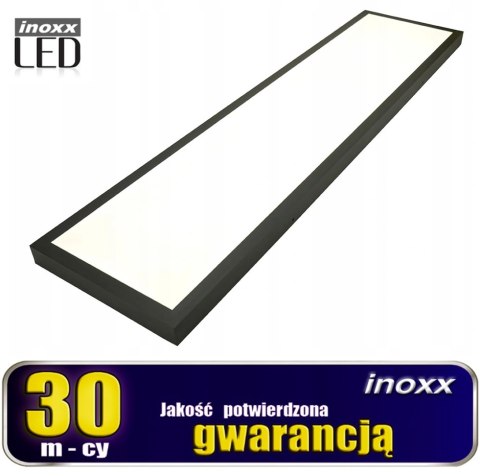 Panel led sufitowy 120x30 60w lampa slim kaseton 6000k zimny+ ramka natynkowa czarna