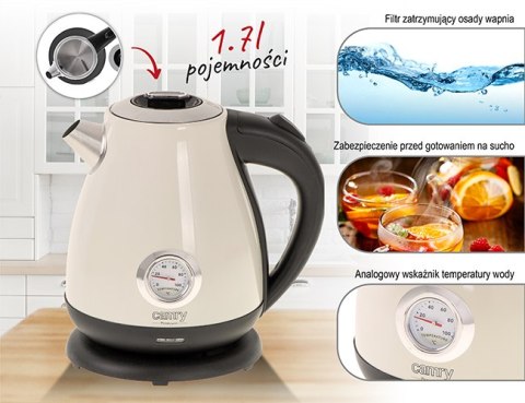 CR 1344 creme Czajnik metalowy z termometrem 1,7l