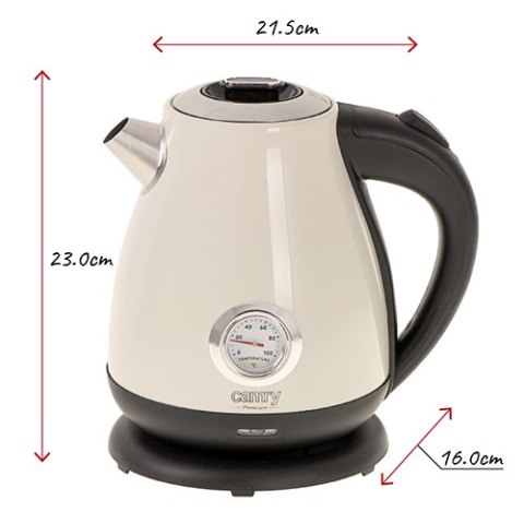 CR 1344 creme Czajnik metalowy z termometrem 1,7l