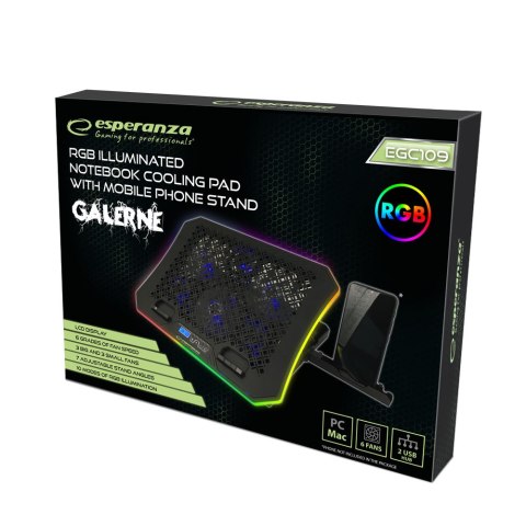 EGC109 Esperanza podstawka chłodząca gaming pod notebook led rgb galerne