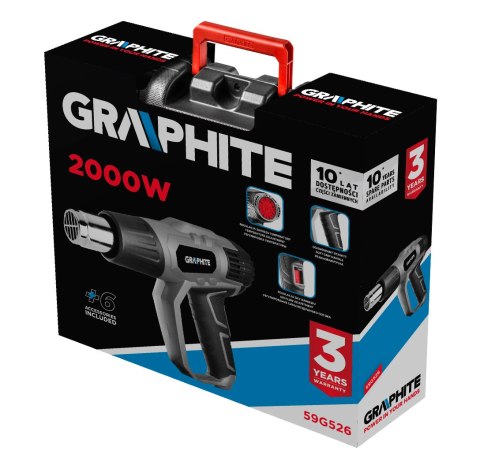 Opalarka 2000W, zakres temperatur:I: 50°C, II: 50-550°C, III: 50-550°C, walizka Opalarka 2000W, zakres temperatur:I: 50°C, II: 50-550°C, III: 50-550°C, walizka