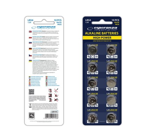 EZB105 Esperanza baterie alkaliczne lr54 ag10 10szt blister
