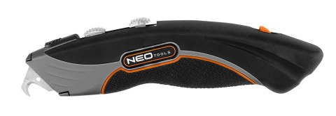 Nóż z ostrzem trapezowym i hakowym, metalowy korpus 6 ostrzy