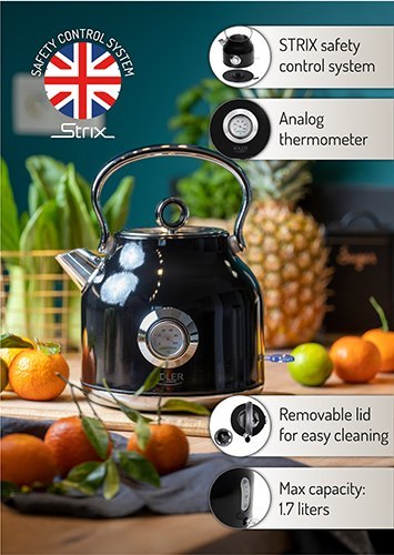 AD 1346 black Czajnik metalowy z termometrem 1,7l strix AD 1346 black Czajnik metalowy z termometrem 1,7l strix