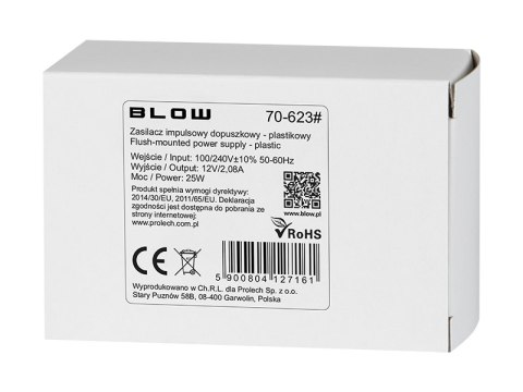 70-623# Zasilacz impulsowy dopuszkowy 12v/2,08a 25w black 70-623# Zasilacz impulsowy dopuszkowy 12v/2,08a 25w black