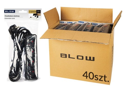 98-564# Przedłużacz sieciowy pr-470p 4-gniazda z uziemieniem 3m czarny 3x1,5mm opakowanie