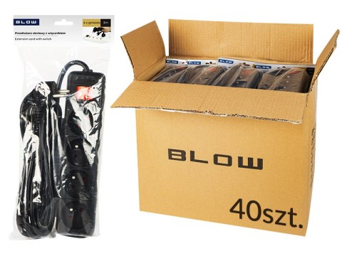 98-567# Przedłużacz sieciowy pr-470wsp 4-gniazda z uziemieniem+wyłącznik 3m czarny 3x1,5mm opakowanie