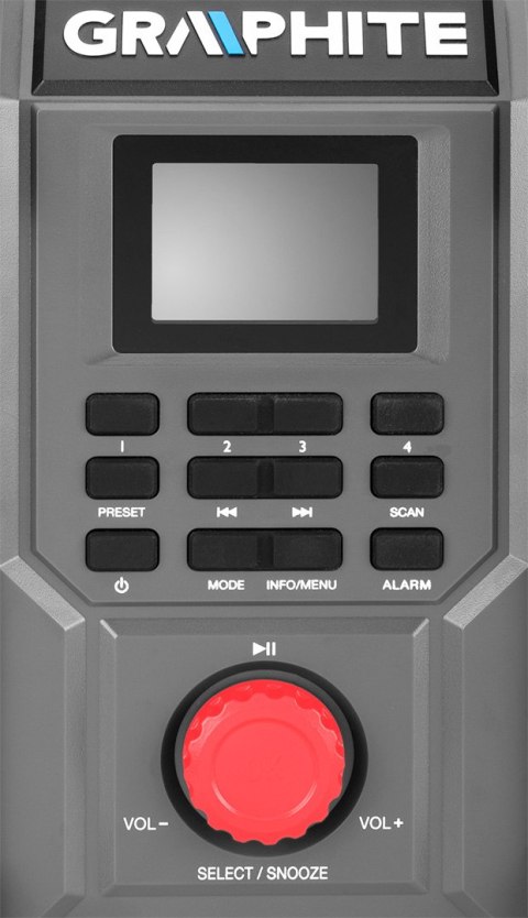 Radio budowlane akumulatorowo-sieciowe Graphite Energy+ 18V, bez akumulatora Radio budowlane akumulatorowo-sieciowe Graphite Energy+ 18V, bez akumulatora