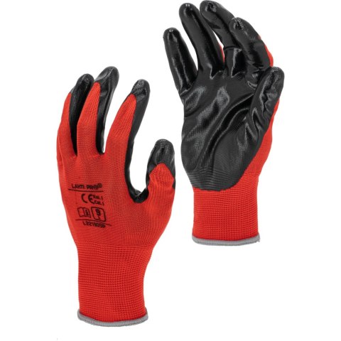 Rękawice nitr. czerw.-czarne l221907p, 12par, "7", ce, lahti