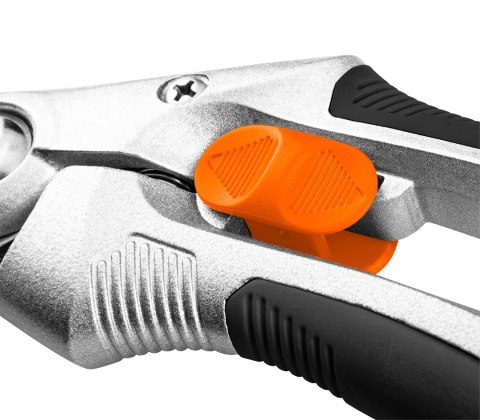 Sekator by-pass 210 mm, zakres do 20 mm, aluminiowy, uchwyt pokryty gumą TPR Sekator by-pass 210 mm, zakres do 20 mm, aluminiowy, uchwyt pokryty gumą TPR