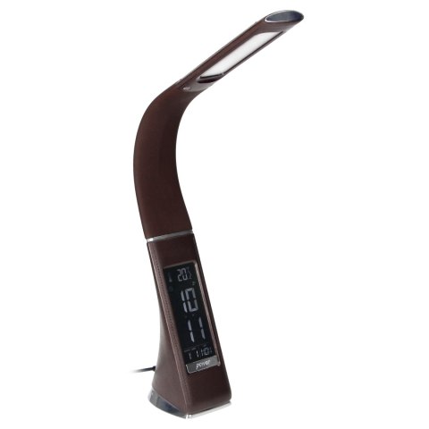 DOLOMIT LED 5W, lampka biurkowa z budzikiem, 300lm, 4000K, brązowa DOLOMIT LED 5W, lampka biurkowa z budzikiem, 300lm, 4000K, brązowa