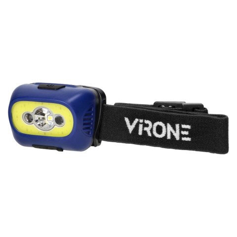 Latarka czołowa COB LED z czujnikiem ruchu, akumulatorowa, niebieska