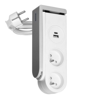 Listwa zasilająca biurkowa z ładowarką USB i sprężynowym zaciskiem mocującym