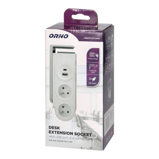 Listwa zasilająca biurkowa z ładowarką USB i sprężynowym zaciskiem mocującym