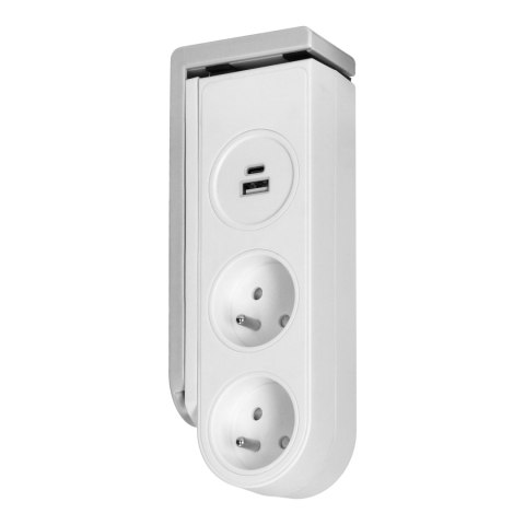Listwa zasilająca biurkowa z ładowarką USB i sprężynowym zaciskiem mocującym