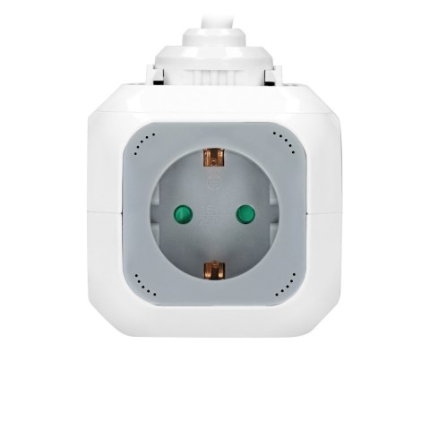 Przedłużacz 4x2P+Z (Schuko), ładowarka USB A+C, Quick charge, 1,4m H05VV-F 3x1,5mm?, szary