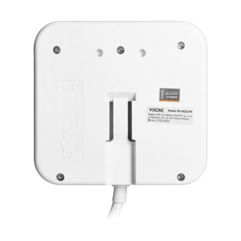 Kwadratowa listwa zasilająca z ładowarką USB 3x2P+Z (Schuko), 2xUSB-A, kabel 3x1,5mm2, 1,4m