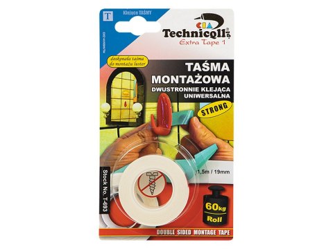 91-456# Taśma montażowa dwustronna 1,5m/19mm technicqll