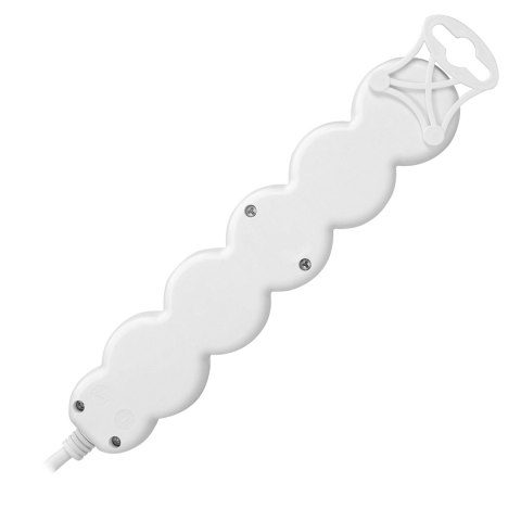 Przedłużacz 5-krotny 2P+Z (Schuko), 3m H05VV-F 3x1,5mm2, Imax=16A, płaska wtyczka, biały
