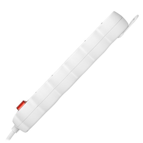 Przedłużacz 5-krotny 2P+Z, z wyłącznikiem, 3m H05VV-F 3x1,5mm2, Imax=16A, płaska wtyczka, biały