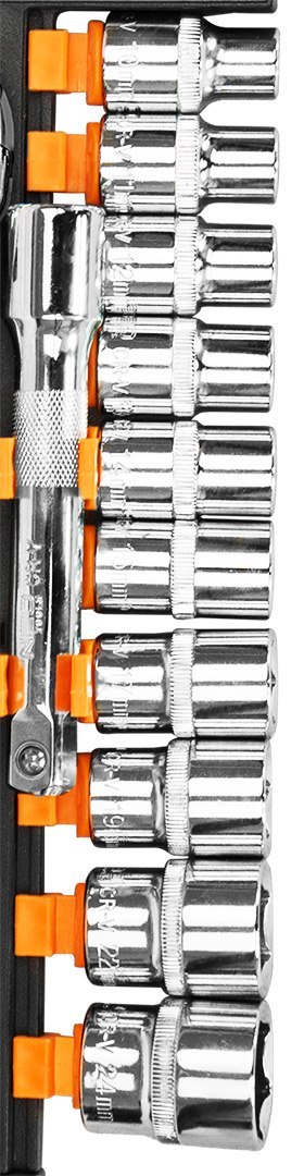 Zestaw kluczy nasadowych 3/8", 12 szt., CrV Zestaw kluczy nasadowych 3/8", 12 szt., CrV