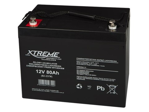 82-237# Akumulator żelowy 12v 80ah xtreme 245x270x180_6"