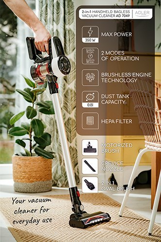 AD 7048 Odkurzacz pionowy - bezworkowy z bezszczotkową technologią silnika AD 7048 Odkurzacz pionowy - bezworkowy z bezszczotkową technologią silnika