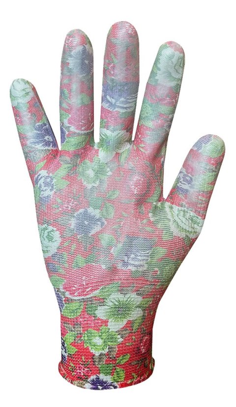 Rękawice ogrodowe pokryte PU, wzór róże, rozmiar 9" Rękawice ogrodowe pokryte PU, wzór róże, rozmiar 9"