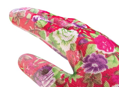 Rękawice ogrodowe pokryte PU, wzór róże, rozmiar 9" Rękawice ogrodowe pokryte PU, wzór róże, rozmiar 9"