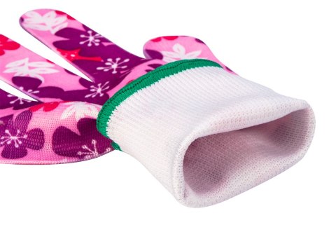 Rękawice ogrodowe, poliester, wzór kwiatki, rozmiar 8"