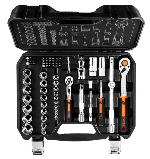 Zestaw kluczy nasadowych 1/2", 1/4", 73 szt., CrV Zestaw kluczy nasadowych 1/2", 1/4", 73 szt., CrV