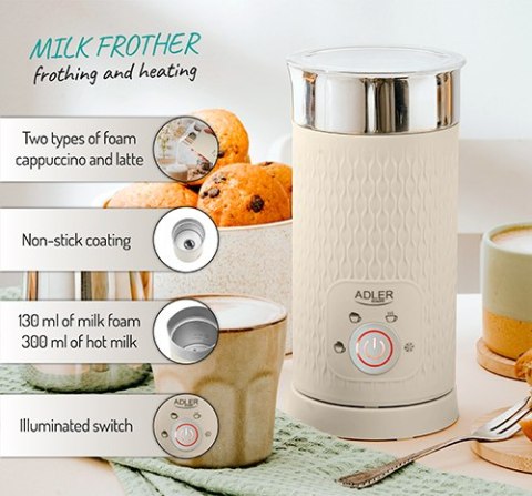 AD 4495 Spieniacz do mleka - spienianie i podgrzewanie (latte i cappucino) AD 4495 Spieniacz do mleka - spienianie i podgrzewanie (latte i cappucino)