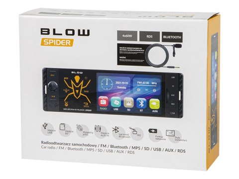 78-337# Radio blow spider 4" rds rgb mp5/usb/micro sd/bluetooth`