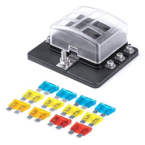 Skrzynka bezpiecznikowa ceramiczna 6 gniazd + bezpieczniki amio-03039 Skrzynka bezpiecznikowa ceramiczna 6 gniazd + bezpieczniki amio-03039
